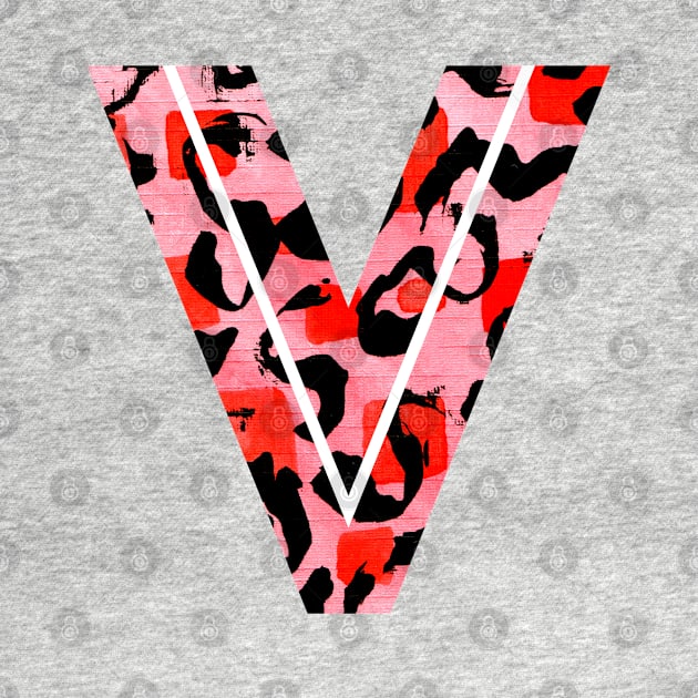 Letter V Watercolour Leopard Print Alphabet Red by Squeeb Creative